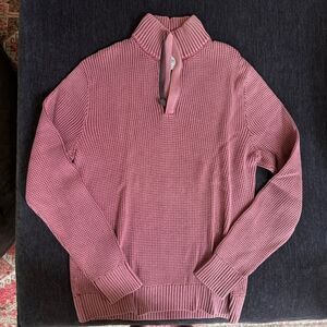 Lucky Brand Men’s Leather Zip Red Sweater Sz L